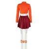 Scooby-Doo Velma Cosplay Costume: Halloween Party with Puff Sleeves