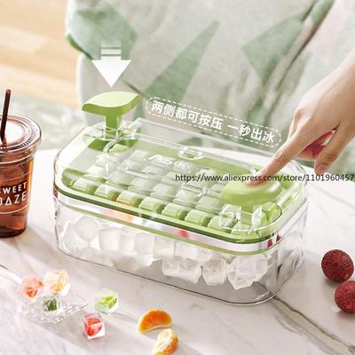 Large Capacity Press-type Ice Cube Mold Food-safe Ice Ball Tray Freezer Container Multi-purpose Ice Maker for Baby Food Drinks