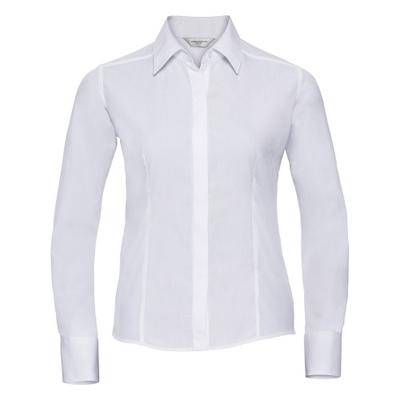 Womens/Ladies Poplin Easy-Care Fitted Long-Sleeved Shirt