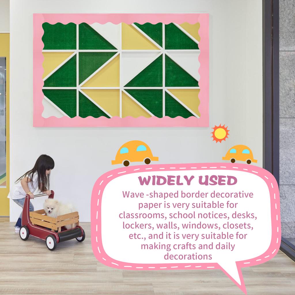 6 Rullar Anslagstavla Kanter Klistermärken 60 m Vågformad Anslagstavla Kantlist Klassrum Anslagstavla Tapet Väggklistermärke