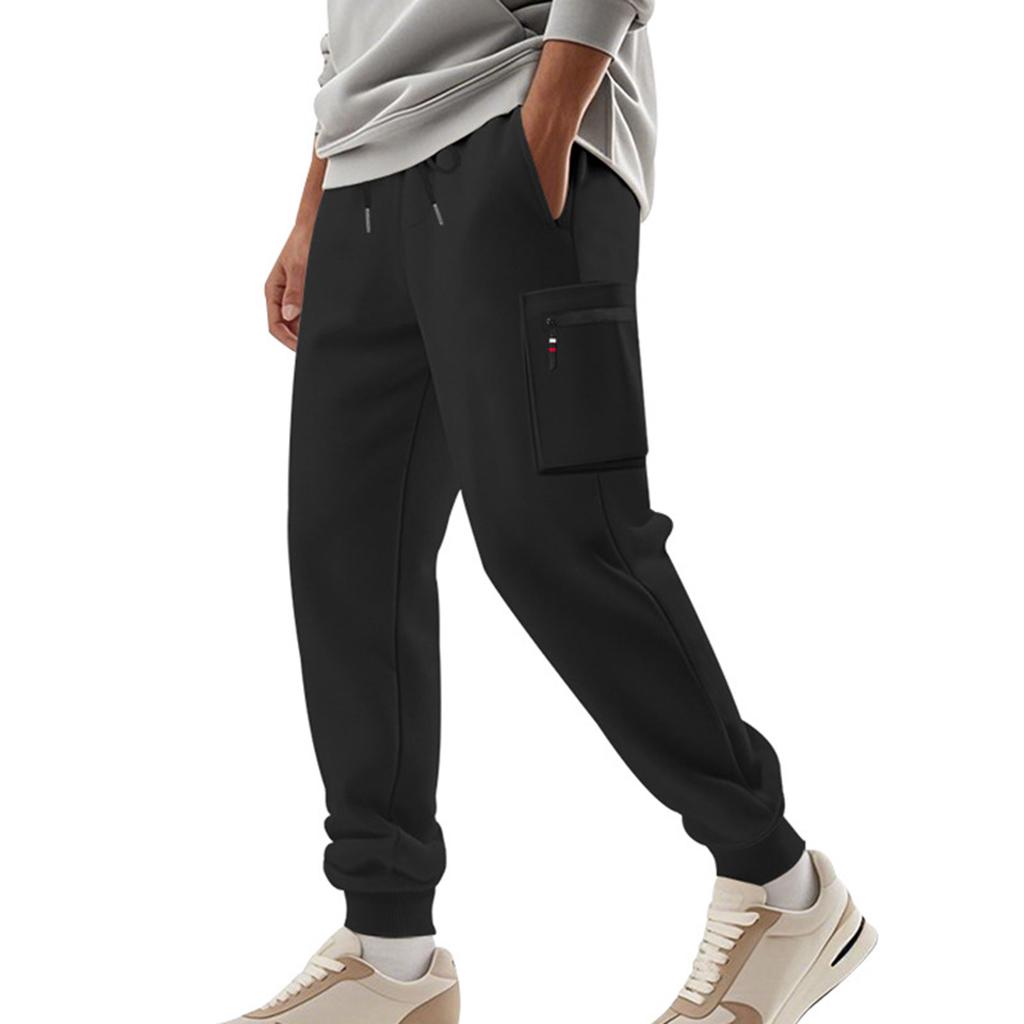 Mens Cargo Sweatpants Elastic Waist Pants With Pockets Baggy Drawstring Jogger Pants