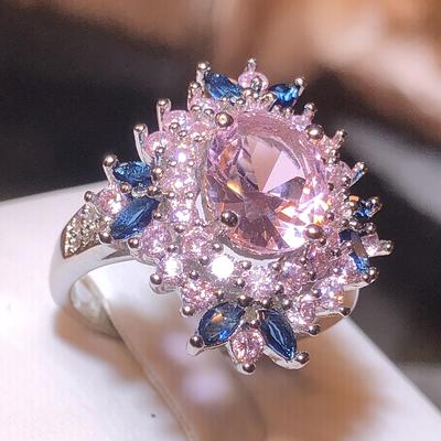Anillos de Compromiso de Lujo Para Mujer Accesorios Alianza de Boda Piedra Rosa Brillante Champán AAA Circonita Cúbica Anillo femenino