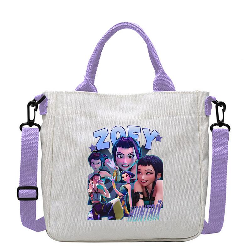 Move Demon Hunters Canvas Bag Fashion Printed Handbag Cute Cartoon Anime Commuting Portable Book Storage Bags Pocket Gifts KPOP Kid Friendly 2