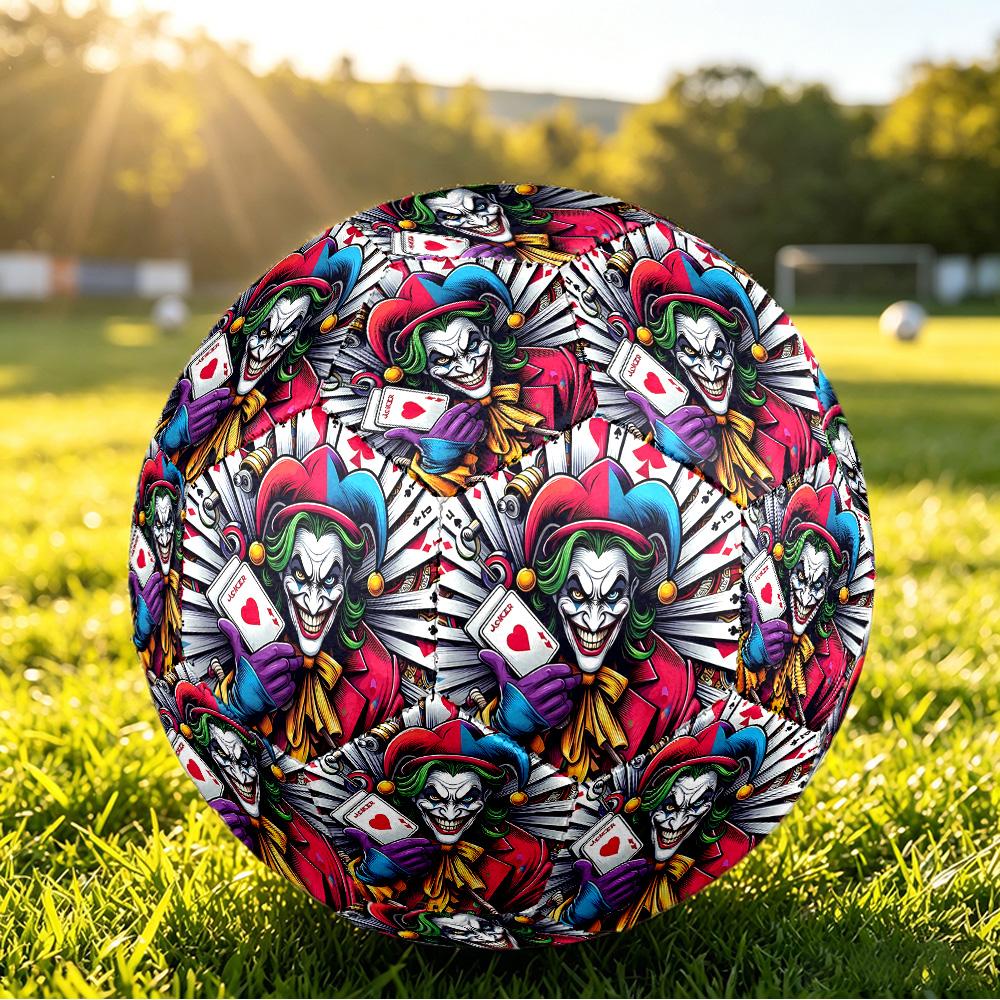 Joker Printed Size 5 Standard Football, Waterproof PU Training Soccer Ball for Outdoor Sports