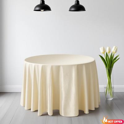 Satin Table Satin Tablecloth Decoration Cover for Wedding 145CM Banquet Silk Tablecloths Smooth Fabric Round Champagne