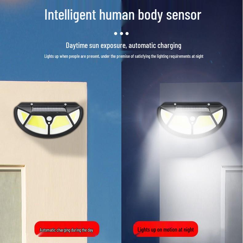 Energy-Saving Waterproof Solar LED Wall Light for Outdoor Gardens with Motion Sensor