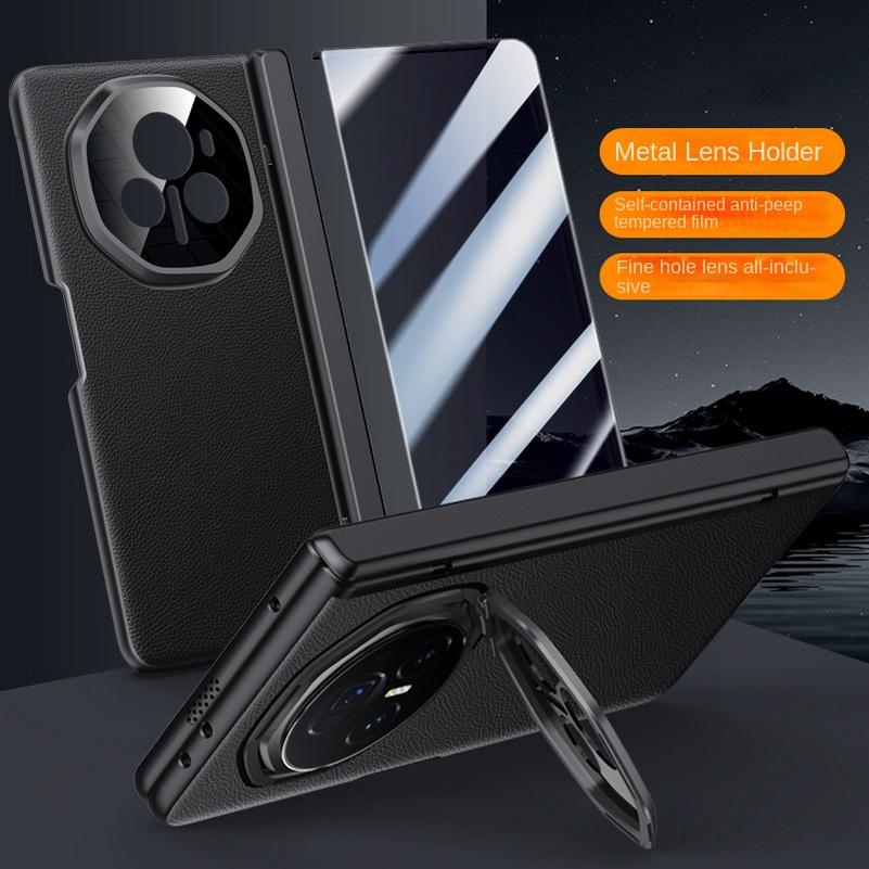 Leather With Privacy Screen Tempered Glass Protector Case For Honor Magic V3 All-inclusive Spring Hinged Camera Holder Cover