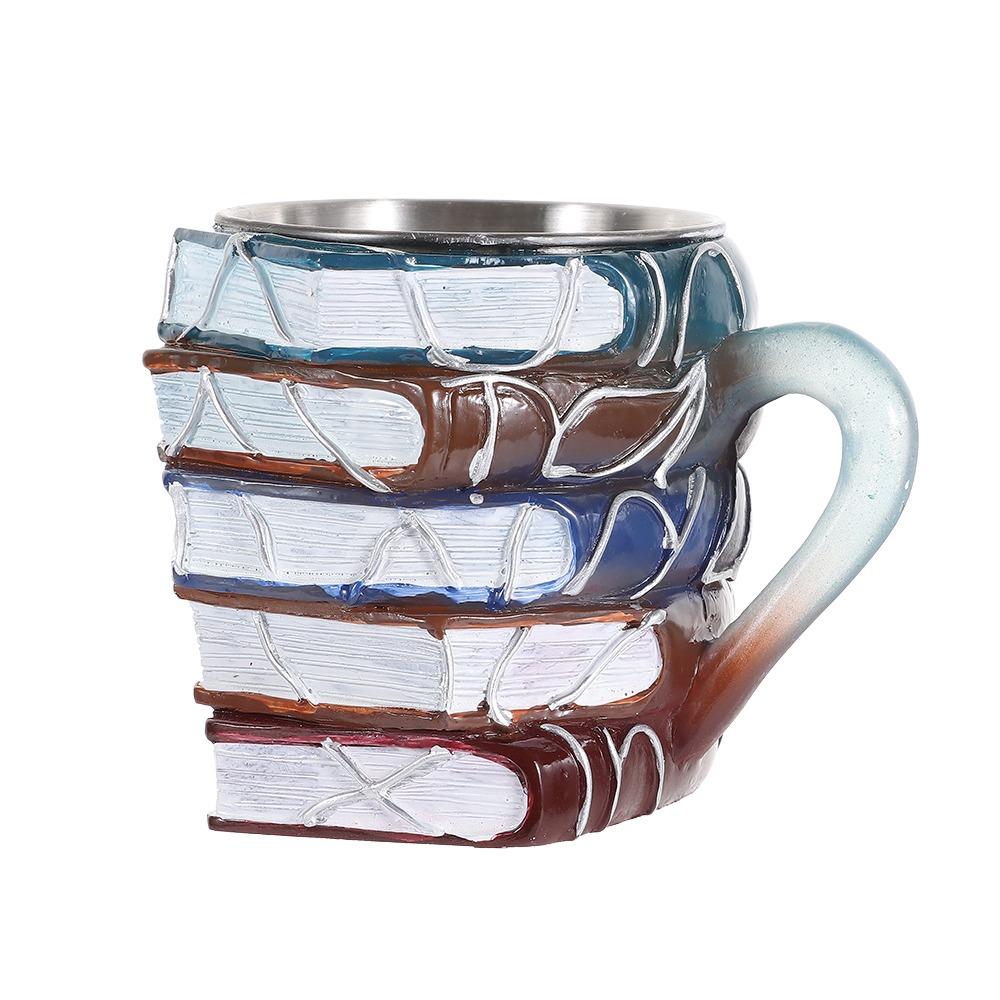 

Кружка-книга с 3D-росписью большой вместимости, 11 унций, кружка, чашка, уникальная кружка для кофе в виде стопки книг, для любителей литературы Resin