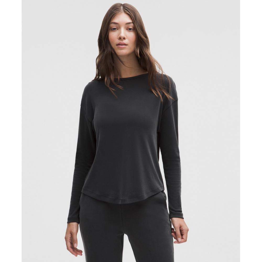 Lululemon Drapey Softstreme Boatneck Long Sleeve Shirt Black