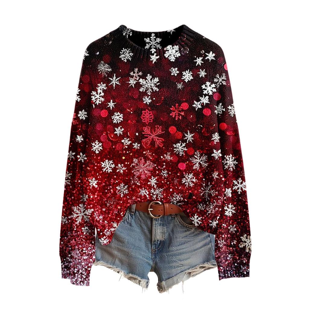 Women's Funny Women's Christmas Sweater R-Neck Christmas Jumper Christmas Outfit Ugly Sweatshirt Christmas Costume