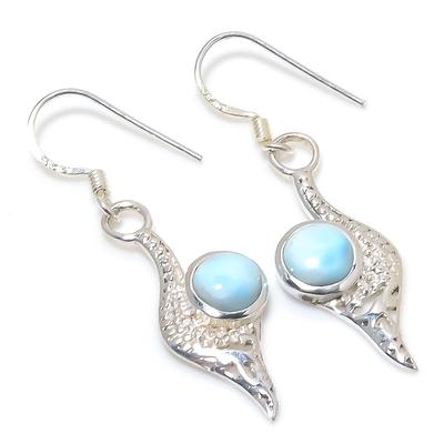 Natural Republic Larimar Gemstone 925 Solid Sterling Silver Earring 1.50" N4c38