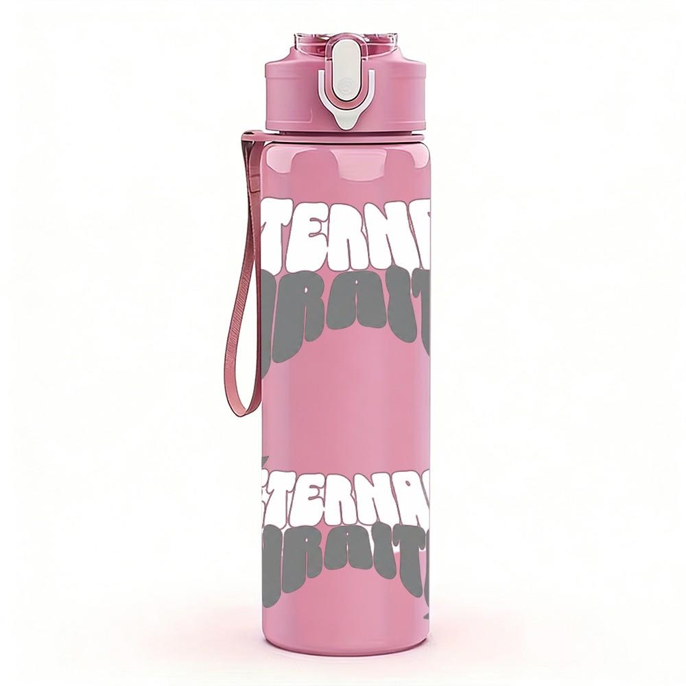 1PC Grunge Broken Star Slogan Art Print 750ml Color Plastic Sports Water Bottle Leakproof Flip Straw Lid Suitable for Sports Office Home Use