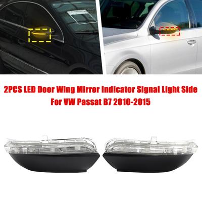 2PCS LED Door Wing Mirror Indicator Signal Light Side For Volkswagen Passat B7 2010-2015