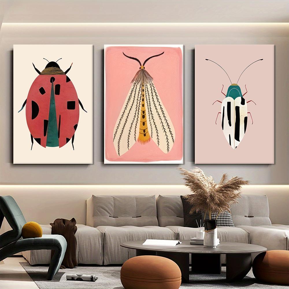 

3PC, Modern minimalist ladybug canvas decorative painting, children s room cartoon animal wall painting, living room bedroom bac (as the picture,8X12)