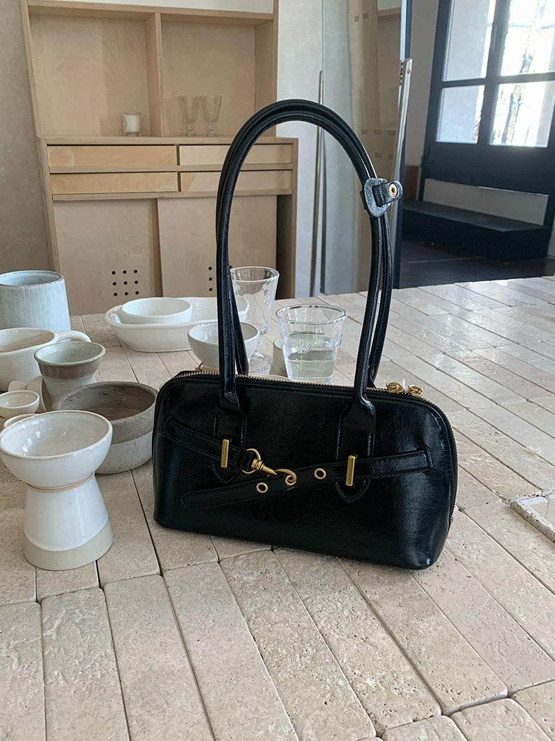 Underarm Handbag Women s Niche Design Shoulder Bag Bowling Bag 2026 New Korean Versi Ins Bag Medium Shell Shape Zipper Opening чёрный