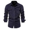 Men Shirt High Quality Lapel Single-breasted Pocket 100% Cotton Spring Casual Slim Retro Fashion Shirt Men Warm Men Shirt