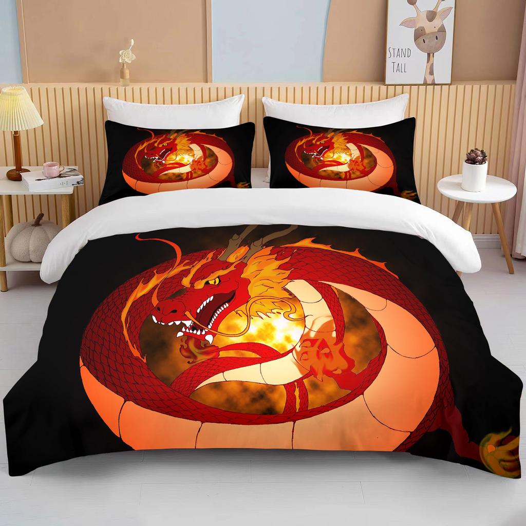 Angry Firedragon Kids Duvet Cover Collection Uk Single Double King Us Twin Full Queen Anime With Bed Linen Bedding Set