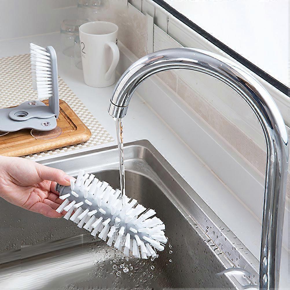 Versatile Glassware Cleaner With Double Sided Bristle Brush For Efficient 360 Degree Cleaning, Cup And Bottle Brush With Suction Cup Installation