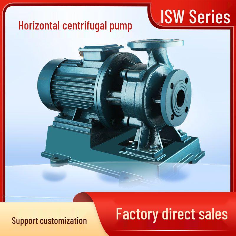 Industrial ISW Horizontal Pipeline Centrifugal Pump for Clean, Cold & Hot Water Circulation with Full Seal Set, Single-Stage Booster.