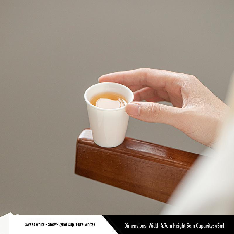 Gilded White Porcelain Gongfu Tea Cup - Large Unglazed Custom Design