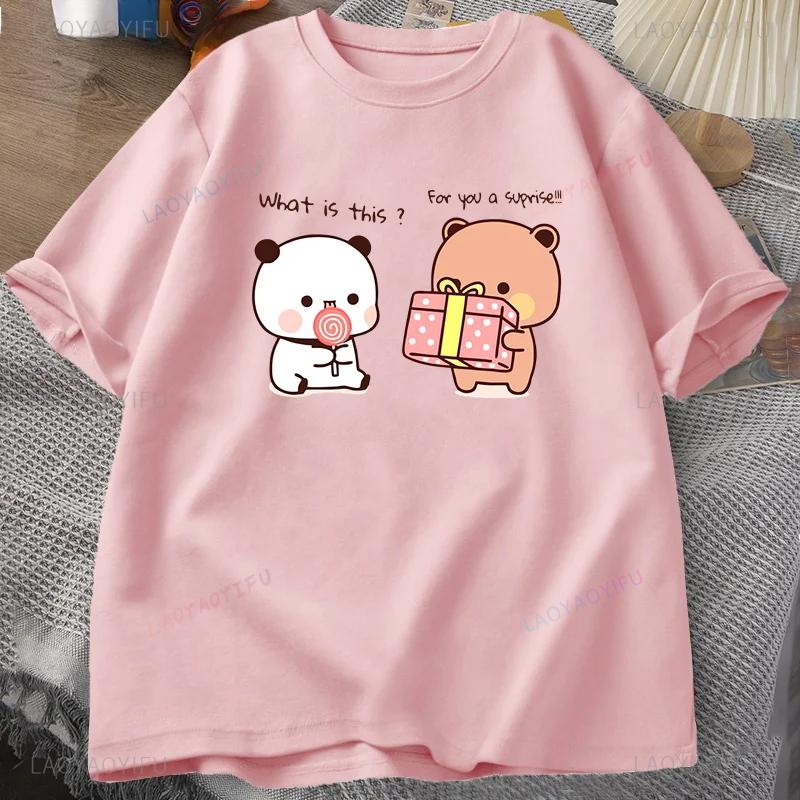 Happy Birthday PANDA BEAR T-shirt Bubu and Dudu Love Graphic T Shirts Harajuku Cotton Short Sleeve Unisex Clothing Couple Outfit