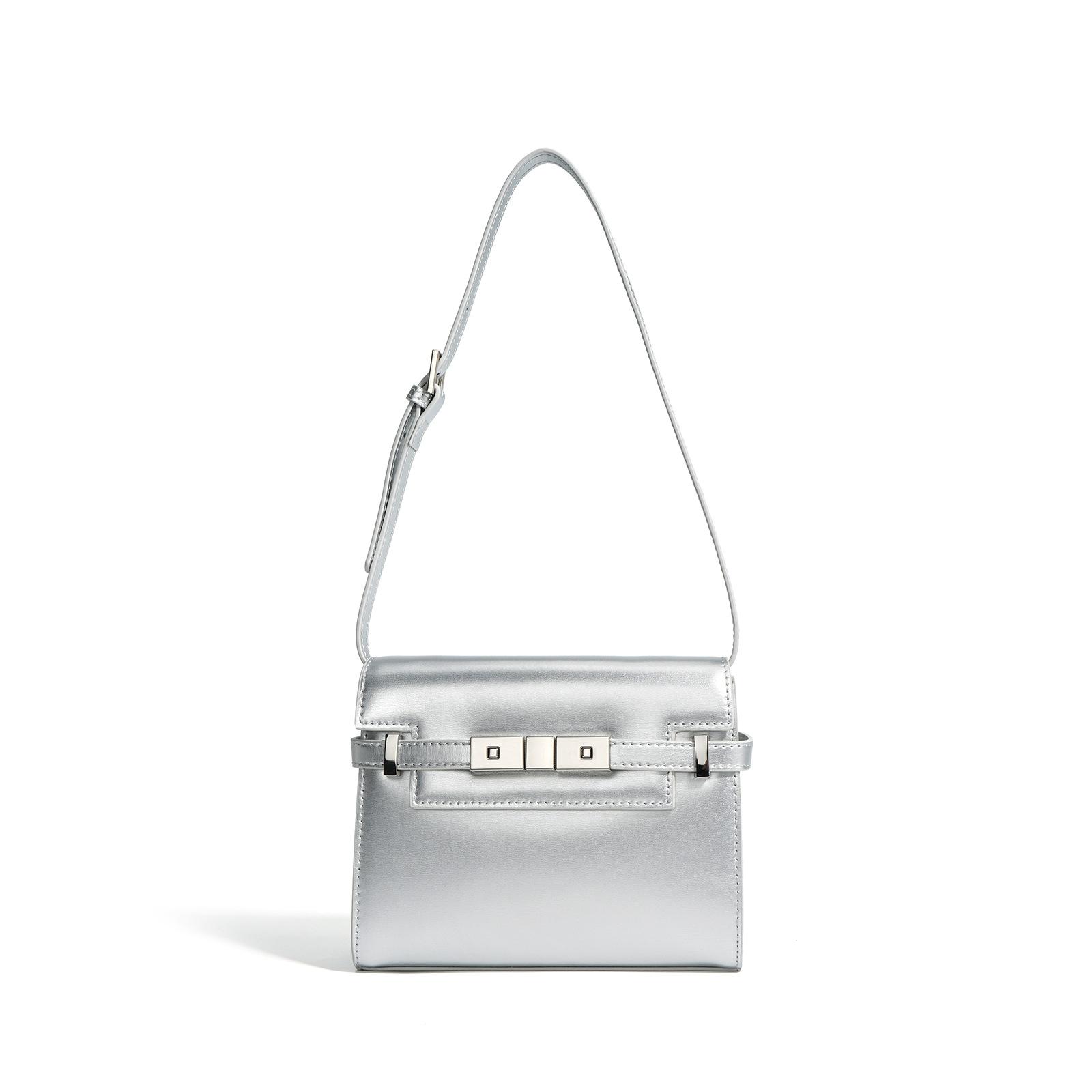 

Новая кожаная простая сумка-мессенджер через плечо из коровьей кожи, универсальная сумка под мышкой для поездок на работу серебряный