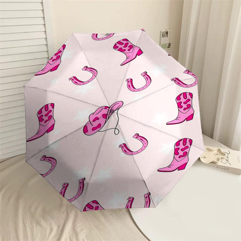 

1PC cowboy boots horseshoe Automatic Open/Close Umbrella Compact Folding Umbrella with 8-Rib Shaft lightweight esign, Highquality Fabric1196A
