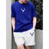 3D Wolf Print Blue Base Summer Men Short Sleeve Suit Short Sleeve Shorts 2 Pieces Casual Fashion Street Clothing