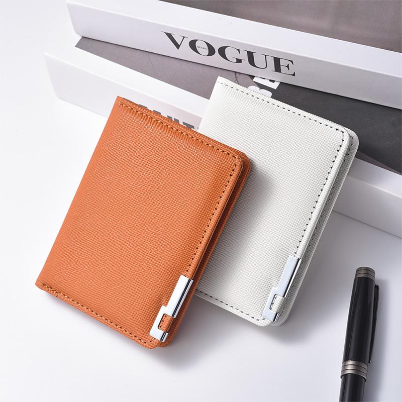 Black Faux Leather Slim Business-Style Wallet With Multiple Card Slots Credit Card & Driver'S License Holder Geometric Design