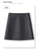 Women's Gray Wool Midi Skirt - High Waist, Slimming A-Line