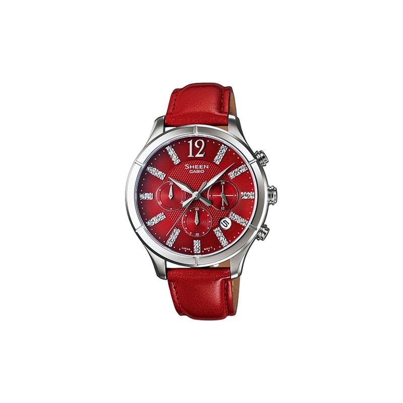 Casio SHEEN series luxury Swarovski element crystal watch business quartz movement leather strap Japanese and Korean watch women's SHE-5020L-4A2021