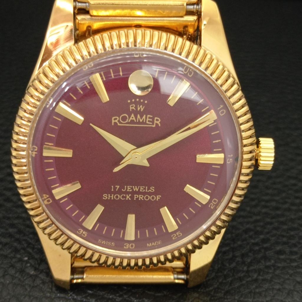 HAND-WINDING VINTAGE SWISS MENS REFURBISHED RED COLOR DIAL WATCH a707395-1