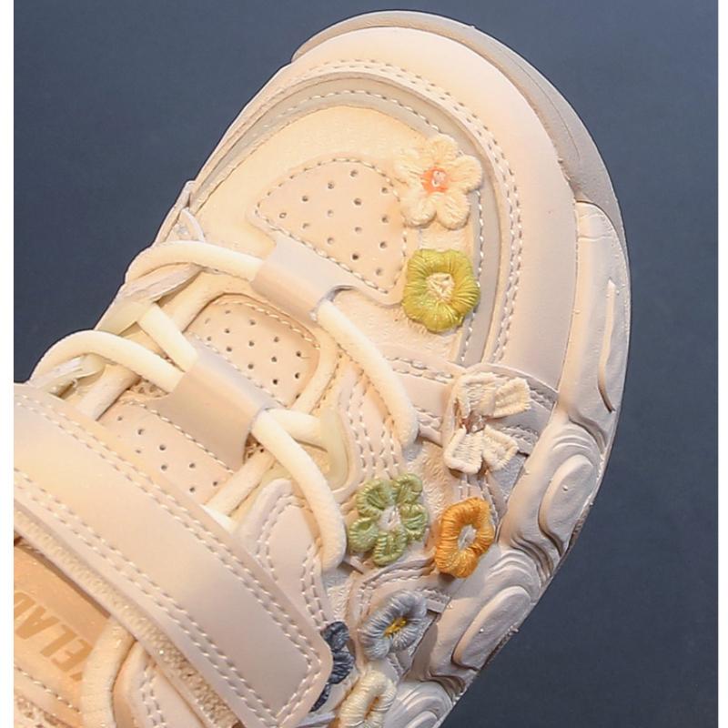 Nya barnskor för vår och höst, andningsbara, pojkar och flickor blommiga brödskor