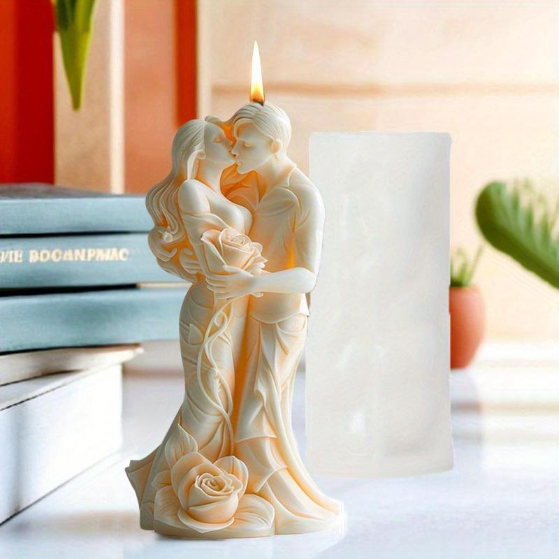 3D Rose Couple Candle Silicone Mold Men Women Embrace Couple Embrace Candle Mould Wedding Decor Valentine's Day Gift Resin Molds