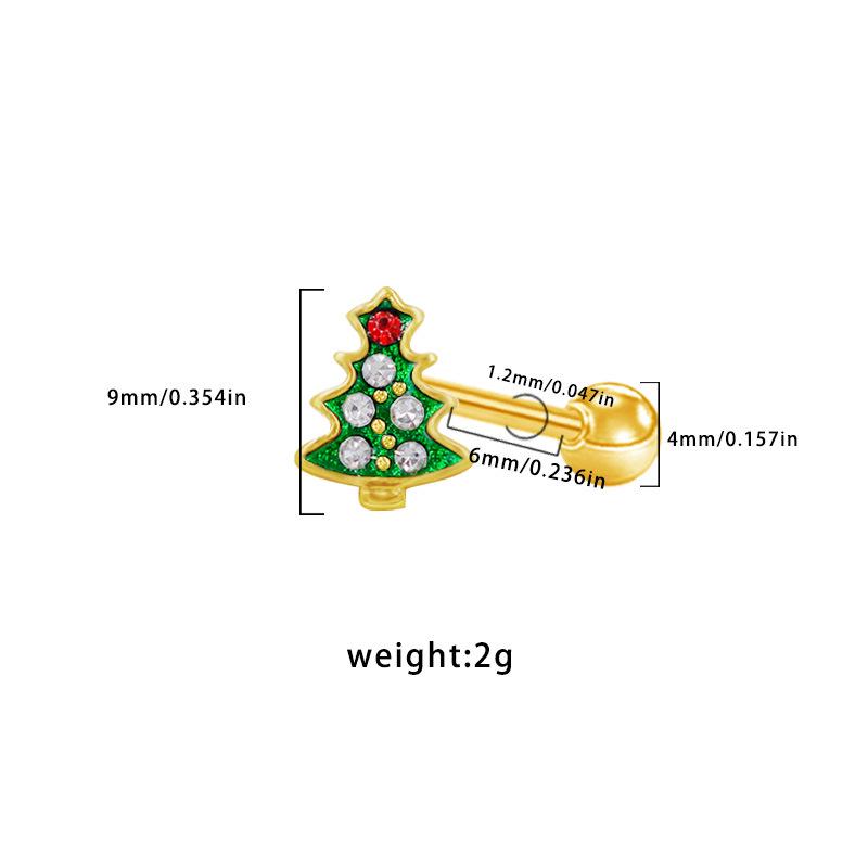Titanium European & American Fashion Christmas Tree Bow Piercing Earrings - Ear Cartilage Studs Jewelry
