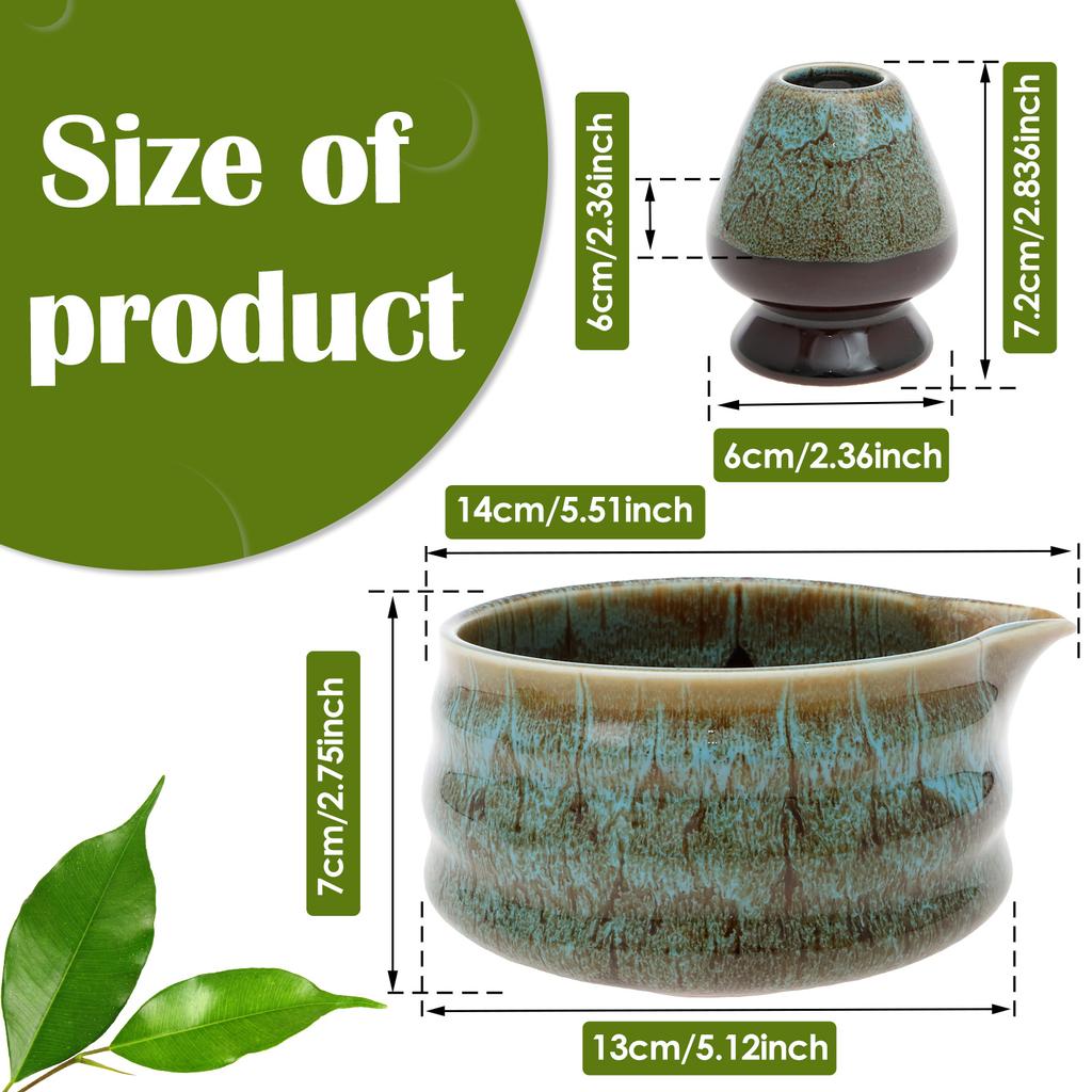 Ceramic Matcha Bowl and Whisk Set Sturdy Elegant Easy To Clean Matcha Mixing Bowl Kit Heat Resistant Japanese Tea Kit for
