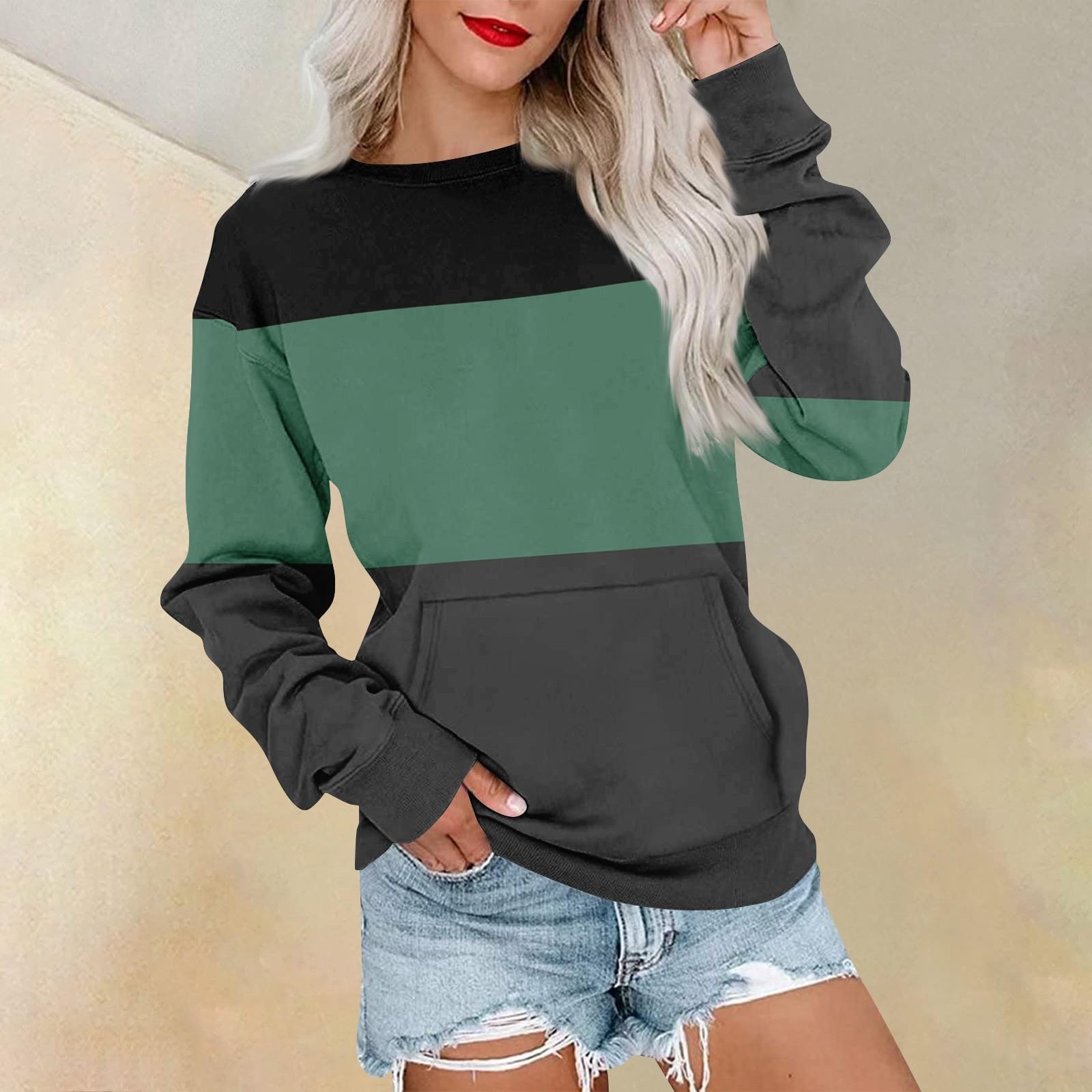 

Жіноча модна повсякденна блуза з довгим рукавом і круглим вирізом XXXL зелений