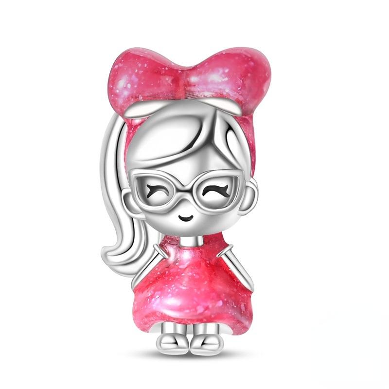 

Розовый эмалевый браслет Sweet Girl с подвеской, подходящий для браслета своими руками