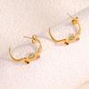 High-End Enamel & Diamond Stud Earrings: 18K Gold-Plated Titanium Steel with Vintage Style