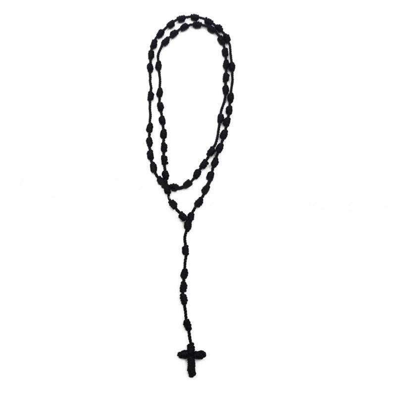 Handgefertigter geknoteter Rosenkranz mit Kreuz-Anhänger Rotes Seil Rosenkranz-Halskette Kordel, Schwarzer Faden Rosenkranz Katholisch & Spirituell Gebetsgeschenk