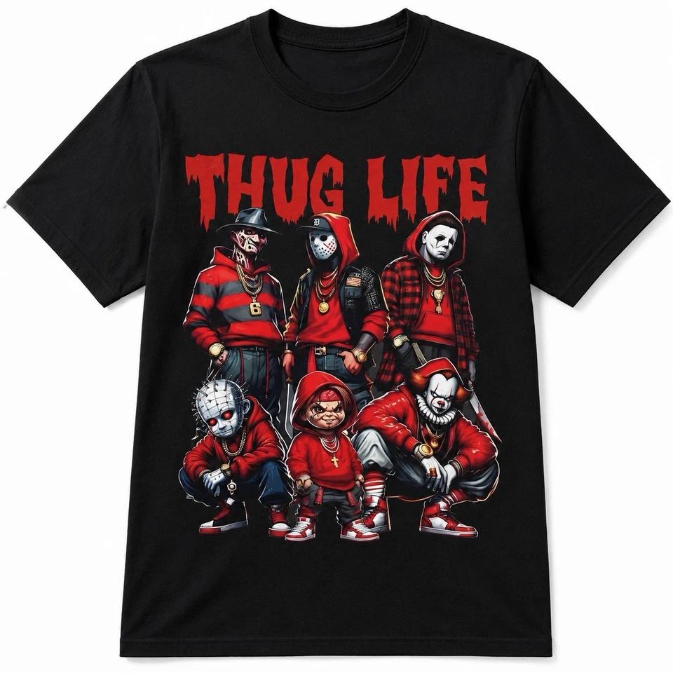 Thug Life Horror Graphic Shirt, Streetwear Parody T Shirt, Urban Style Tee 1