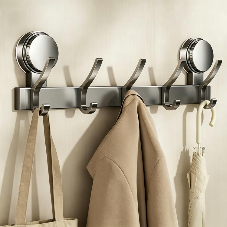 No-drill Door Back Vacuum Suction Cup Hooks Storage Rack