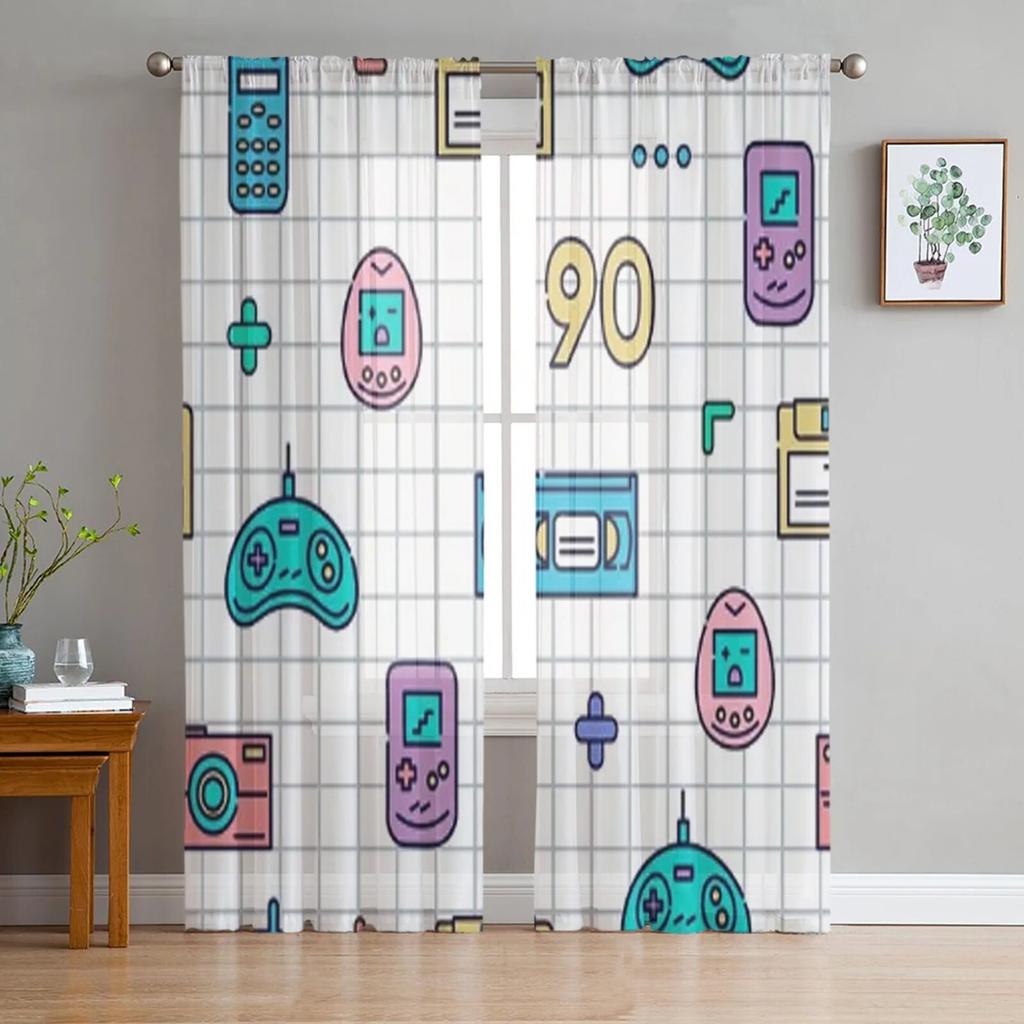 Game Controller Sheer Curtains For Living Room Bedroom Tulle Curtains Kitchen Window Treatments Panel Drapes