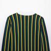 Spring 2025 Women's Striped Knit Sweater - European & American Style, Turn-Down Collar, Long Sleeve, Casual