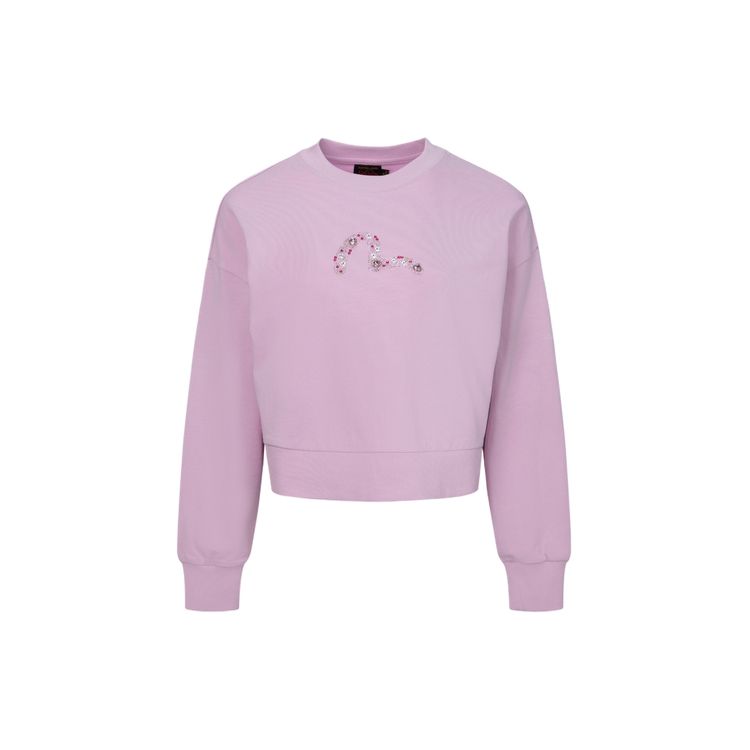 Evisu SS24 Little Seagull Logo Long Sleeve Crewneck Sweatshirt Women sweatshirt Pink 2ESHTW4SW4074CPCT