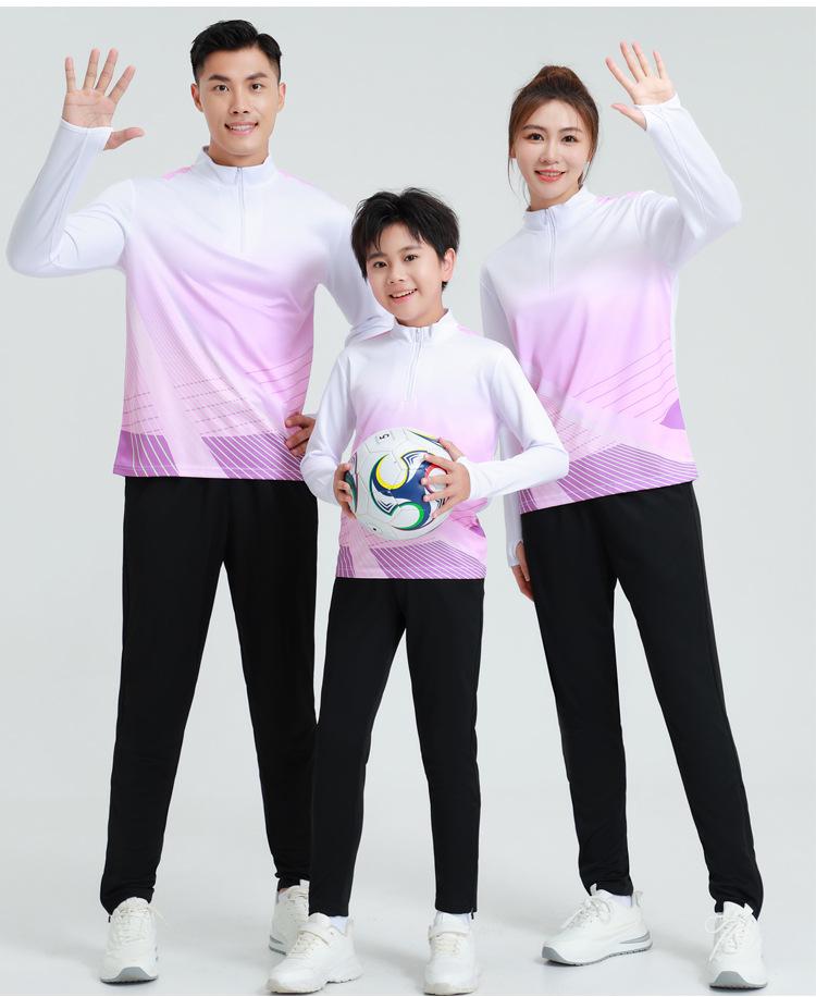 Unisex Autumn Winter Long Sleeve Football Training Suit with Half Zip for Children and Adults