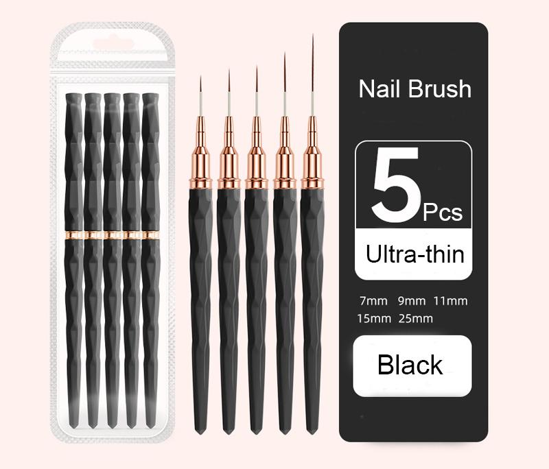 5Pcs Colorful Nail Art Liner Painting Brushes Ultra-thin Line Drawing Tool 7/9/11/15/25mm Details Manicure Nail Liners Pen Tool