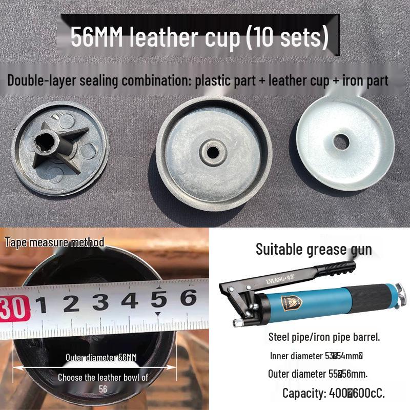 Universal Grease Gun Spare Parts Set: Leather Cup, Oil Seal, Rubber Ring, Iron Sheet, Plastic Parts