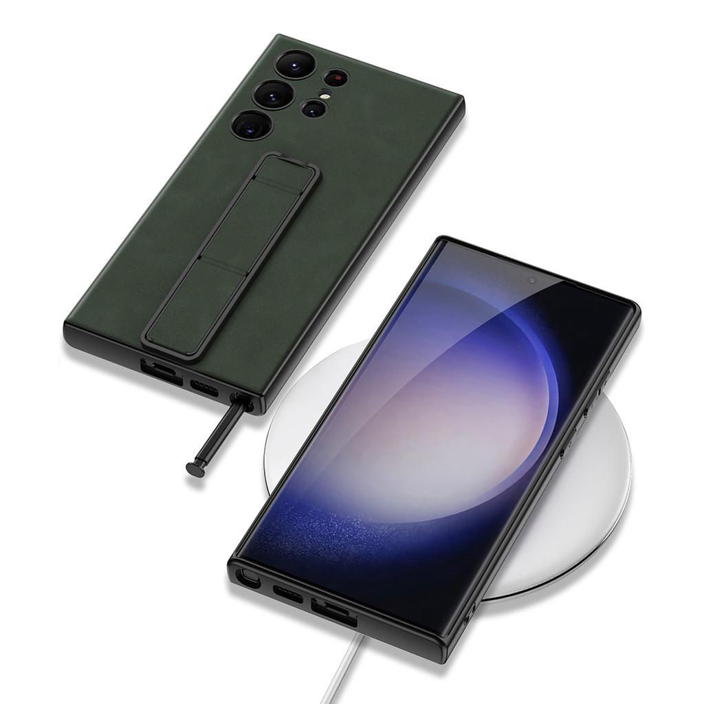 Samsung S24U Mobile Phone Case Frosted Leather Ultra Thin S24Plus Folding Bracket S24Ultra Anti Fall Fashion