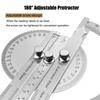 Stainless Steel Measuring Ruler Angle Ruler 180 Degree Protractor Adjustable Protractor Protractor